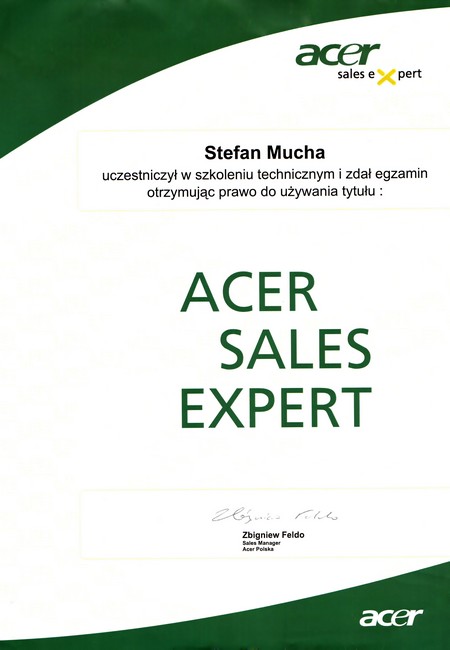 Autoryzowany Partner oraz Sales Expert Acer Point Group
