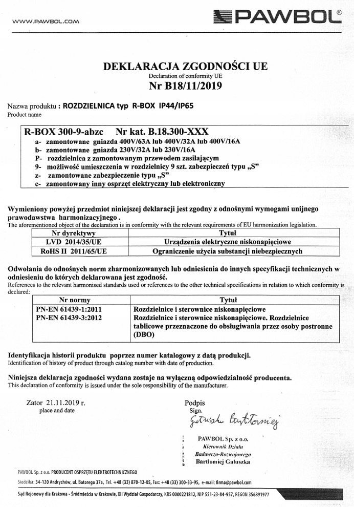 Normy i certyfikaty – Zgodność z PN-EN 60439-1