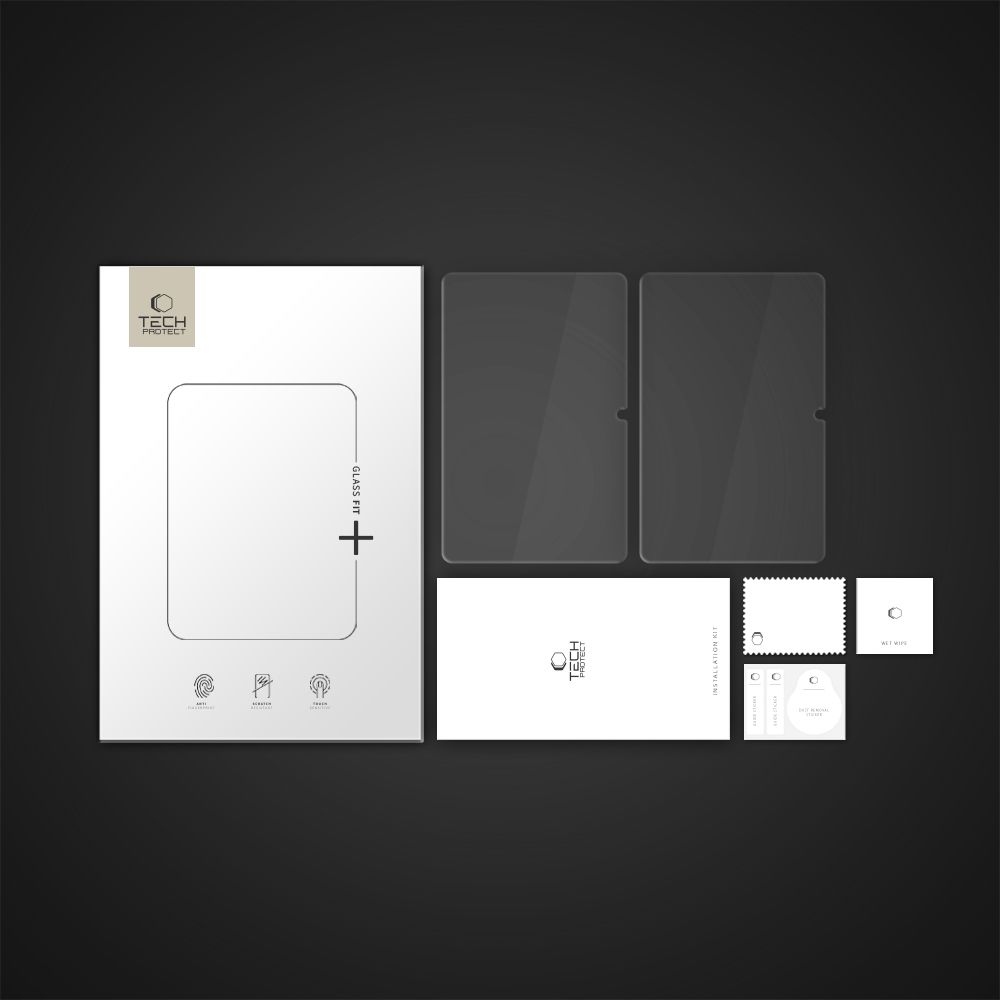 W zestawie: 2 x Szkło Tech-Protect Glass Fit+ oraz zestaw instalacyjny