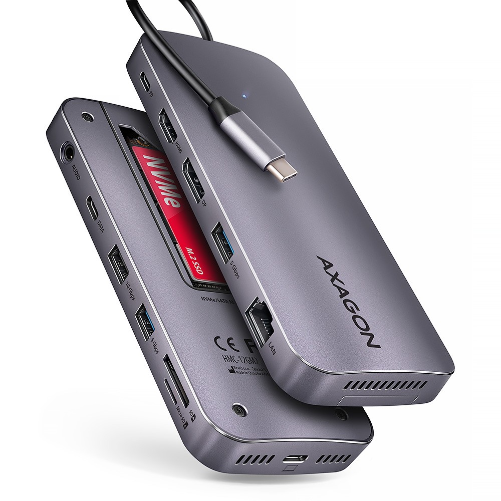Hub USB-C AXAGON HMC-12GM2 12w1 – Rozszerz funkcjonalność swojego urządzenia