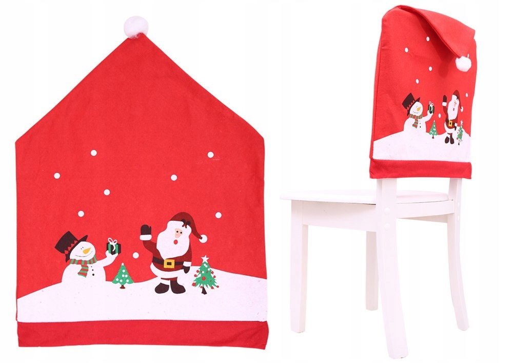 Pokrowiec Na Krzesło Świąteczny Czerwony 60cm x 48cm – Magia Świąt w Twoim Wnętrzu
