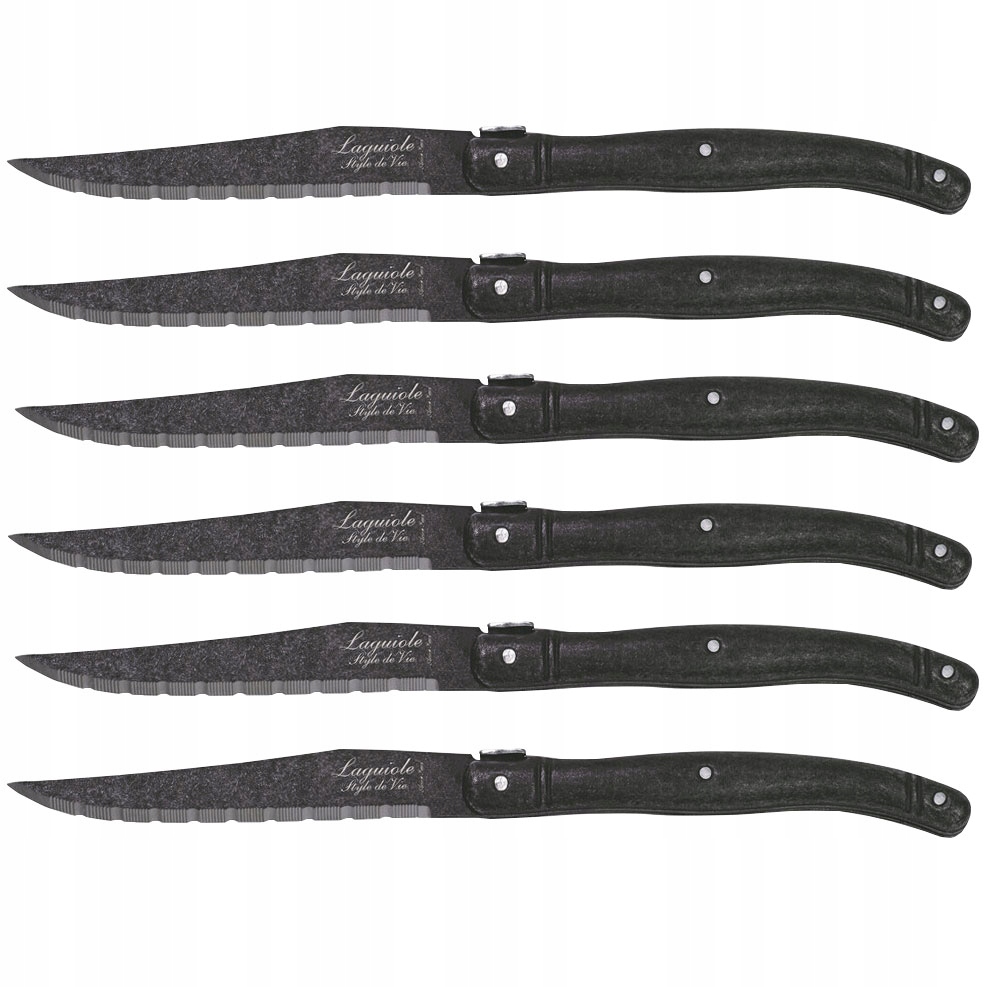 Nóż do steków Black Stonewash 6 Szt. – Elegancja i funkcjonalność w Twojej kuchni