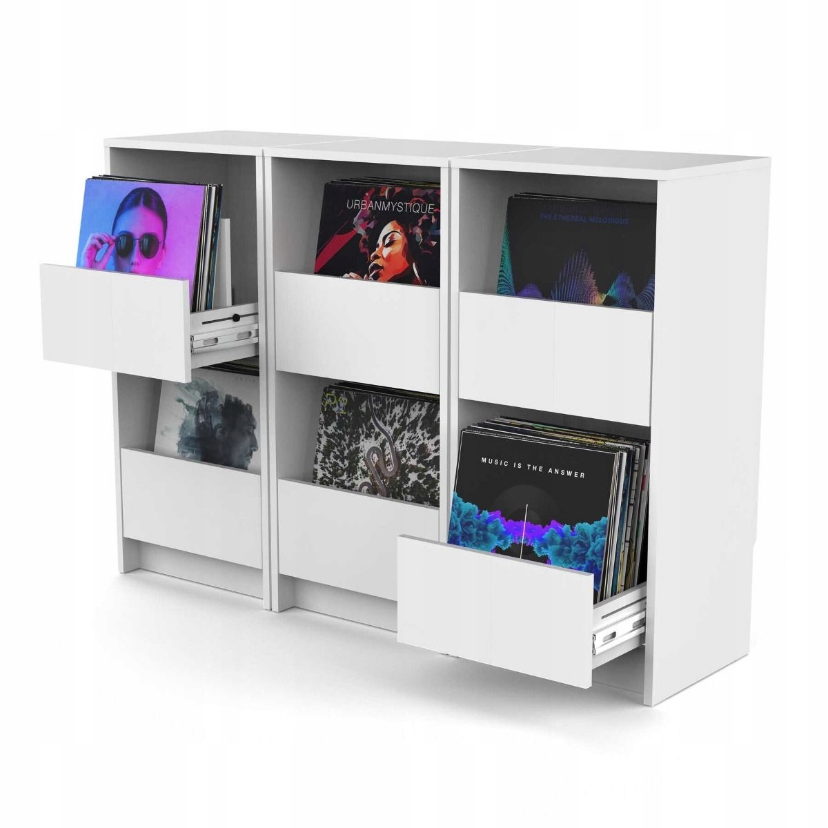 GLORIOUS Vinyl Vault White – Modułowa szafka na płyty winylowe