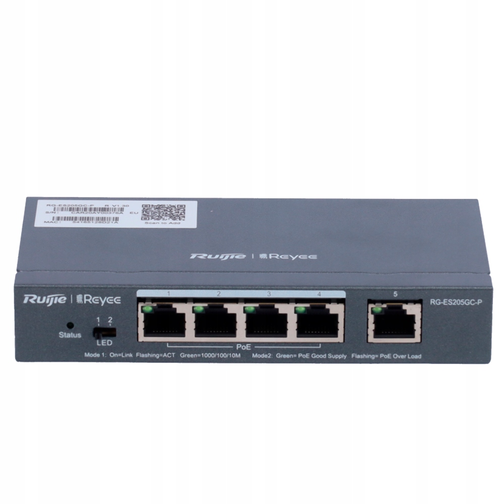 Wydajność zasilania PoE – 4 porty PoE+ RJ45