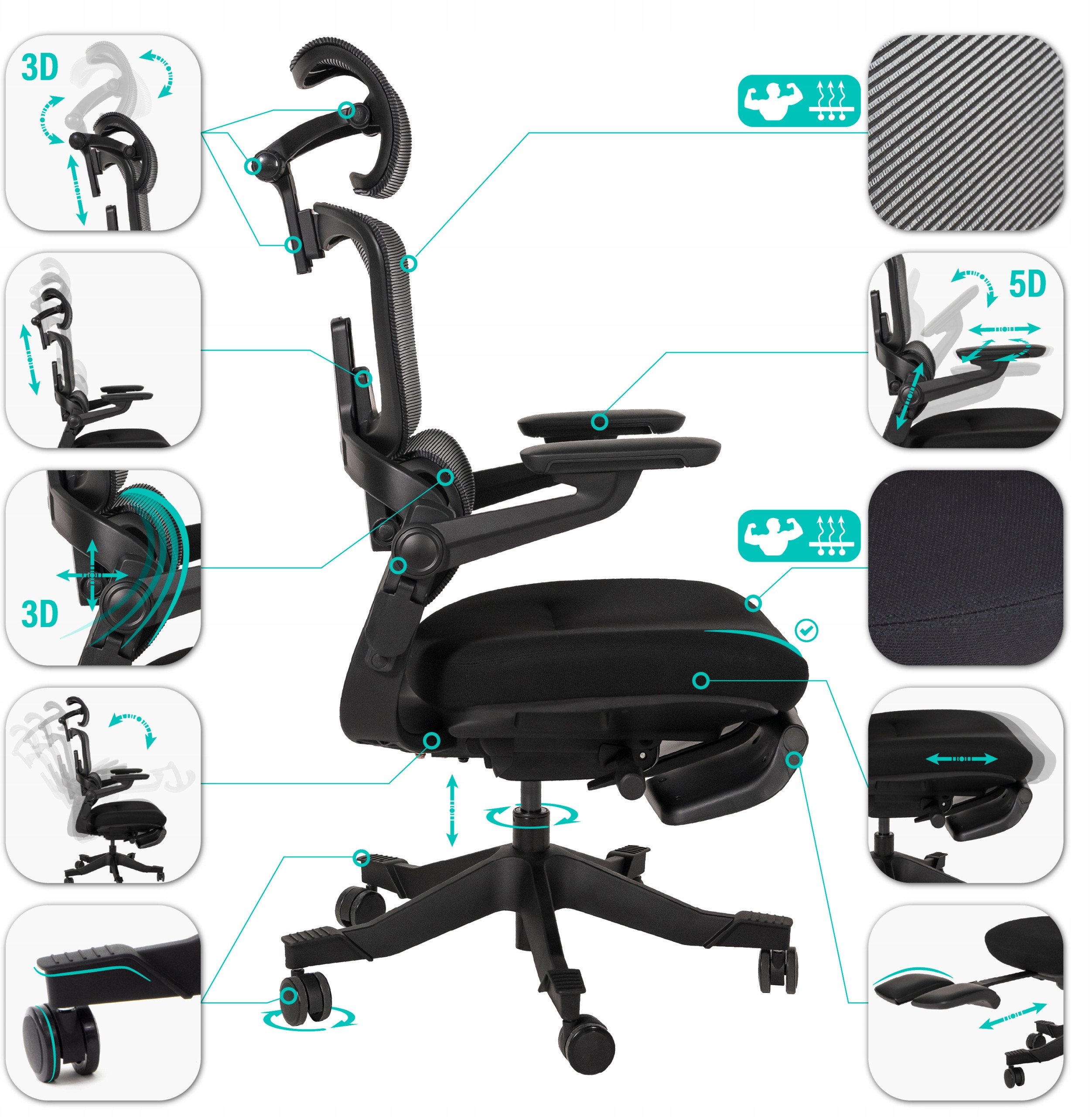 Nario-500 – Niezwykle ergonomiczny fotel biurowy z podnóżkiem i pełną regulacją