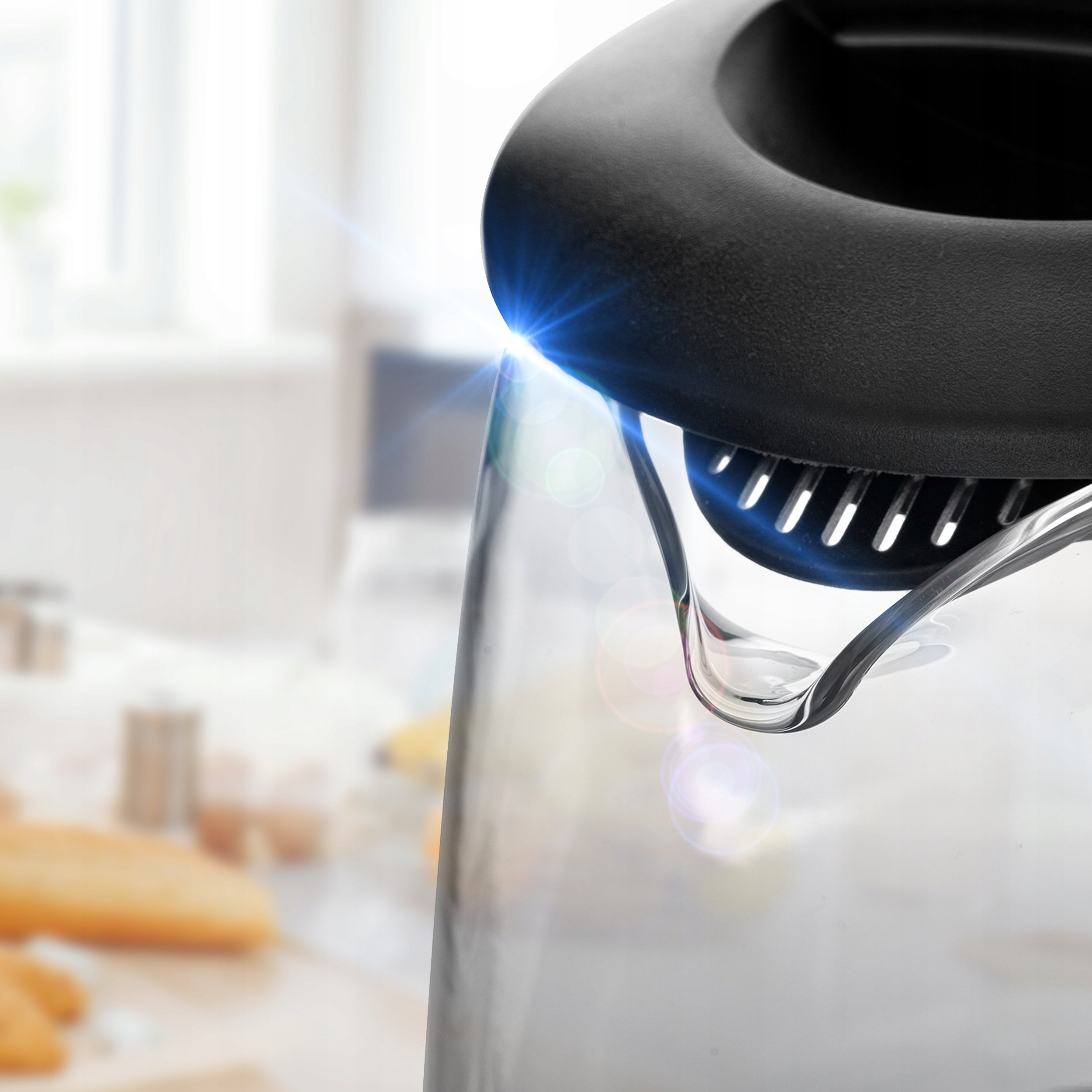 CZAJNIK ELEKTRYCZNY SZKLANY Z PODŚWIETLENIEM MOCNY 2200W BEZPRZEWODOWY 2L Model Aqua Glass 30