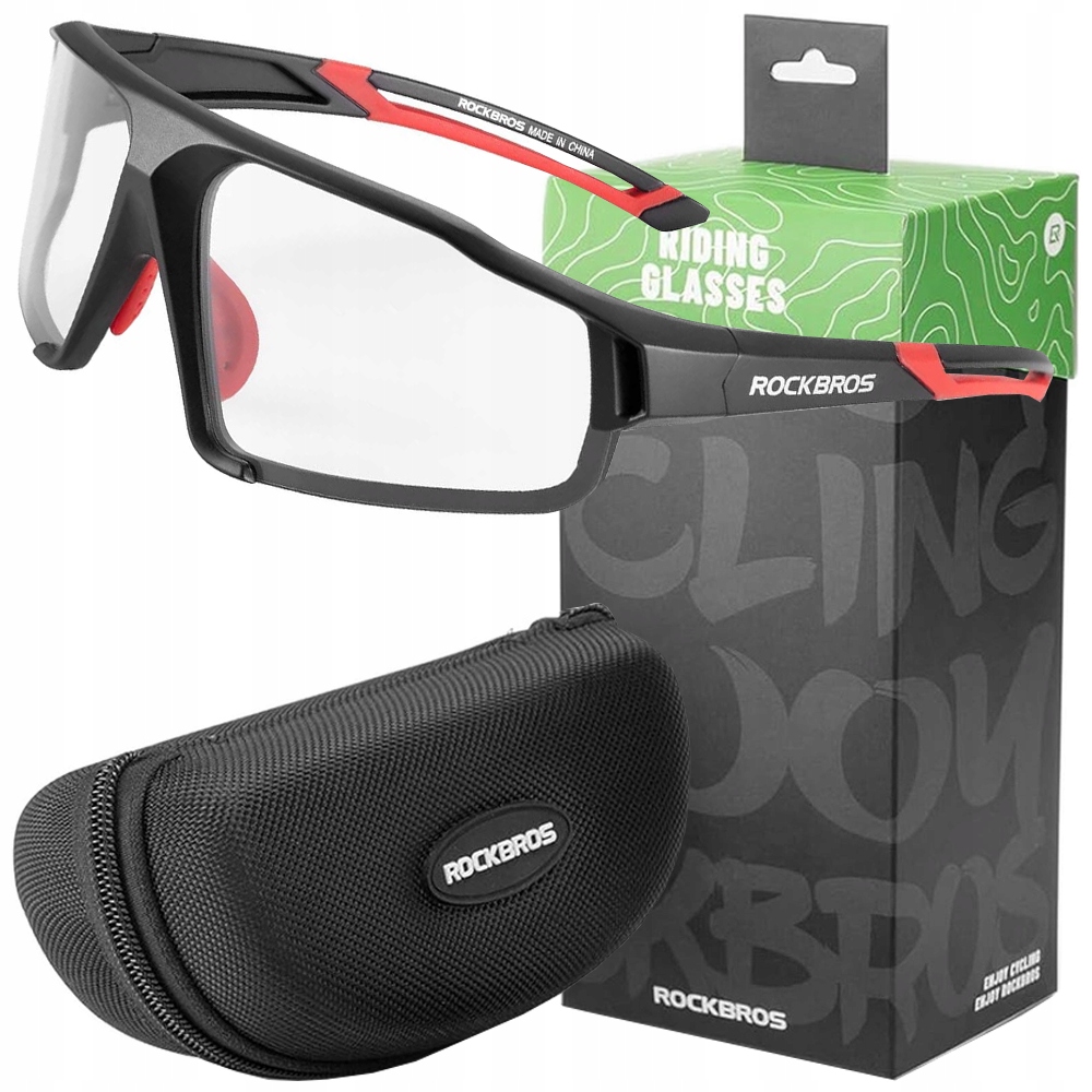 Okulary rowerowe fotochromowe UV400 z etui SP216BK – Czarno-czerwone dla aktywnych