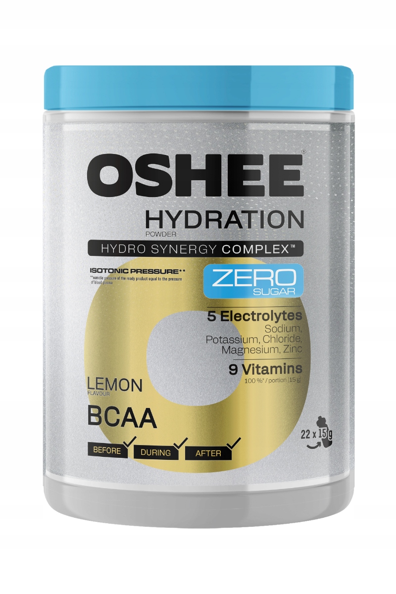OSHEE Hydration Zero Sugar proszek Cytryna BCAA 330 g – Skuteczne nawodnienie i regeneracja