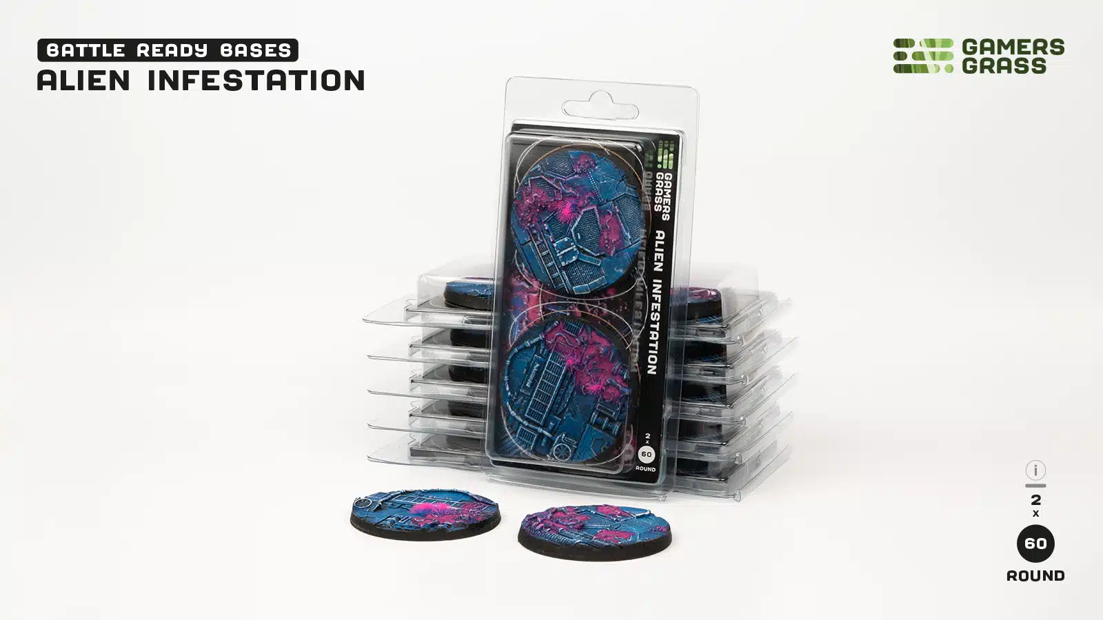 Gamers Grass: Bases Round - Alien Infestation 60 mm (2 szt.) – Idealne podstawki do Twojej armii