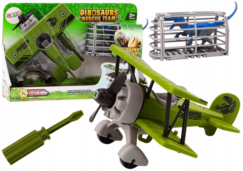 LeanToys Samolot Awionetka Transport Dinozaurów Klatka Rozkręcany Zielony – Fantastyczna zabawa w podróży