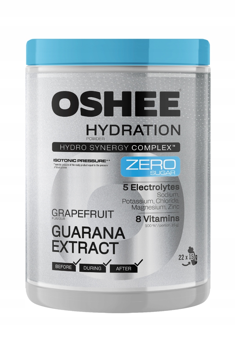 OSHEE Hydration Zero Sugar proszek Grejpfrut Guarana 330 g – Idealne nawodnienie dla aktywnych