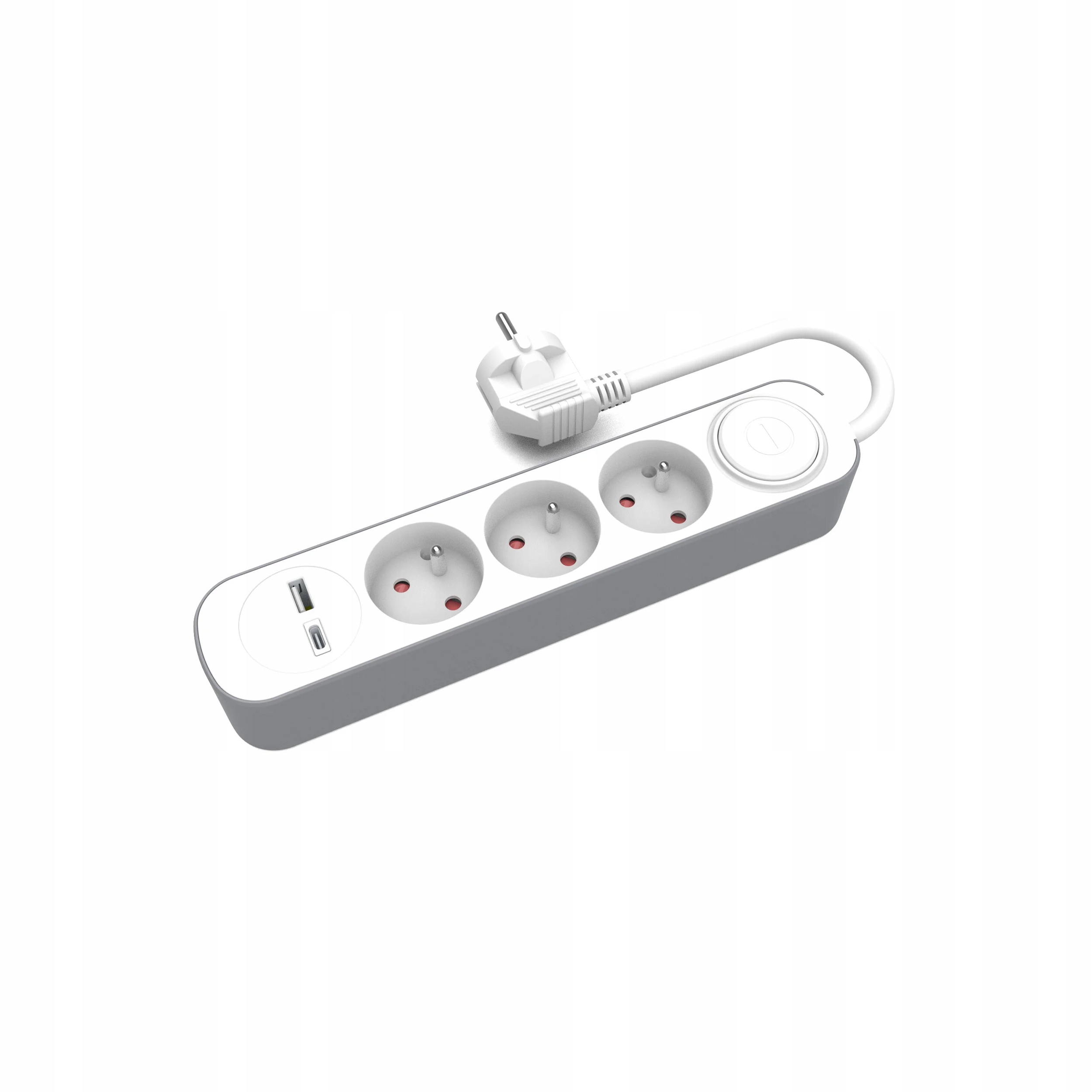 Przedłużacz stały 3x z włącznikiem oraz gniazdami USB A USB C 3m PS-370WS+USBA+USBC/3 E W-30001 – Wygodne zasilanie dla Twojego biura