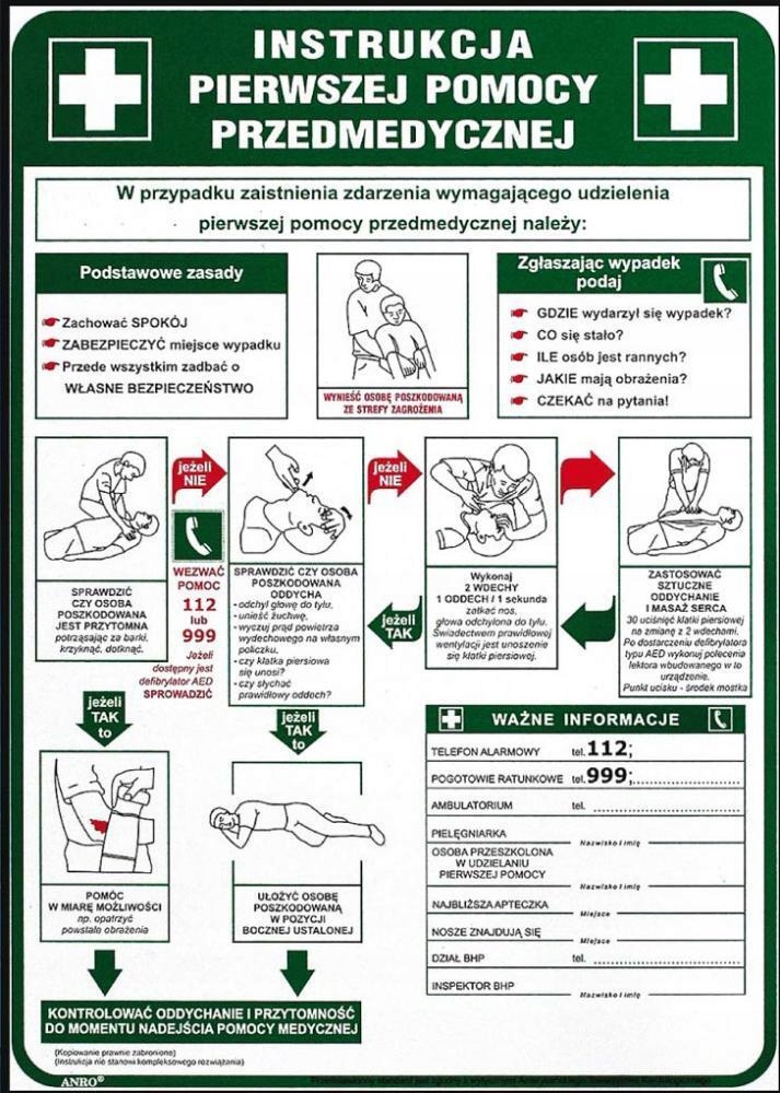Ważność instrukcji pierwszej pomocy w miejscu pracy