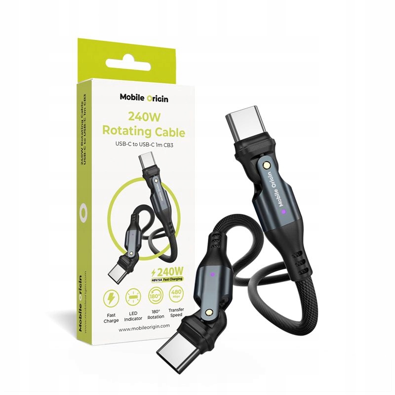 Kabel obrotowy USB-C do USB-C 240W CB3 – Nowoczesne rozwiązanie dla Twoich urządzeń