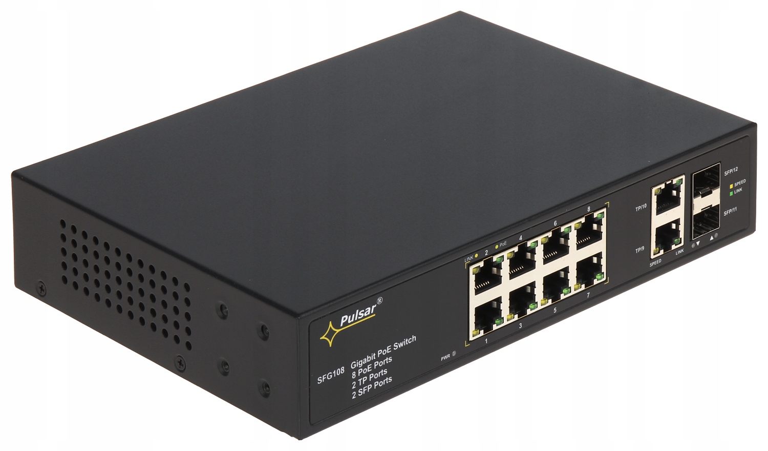 Switch przemysłowy PoE 12-portowy SFG108 – Wydajność i niezawodność w sieci