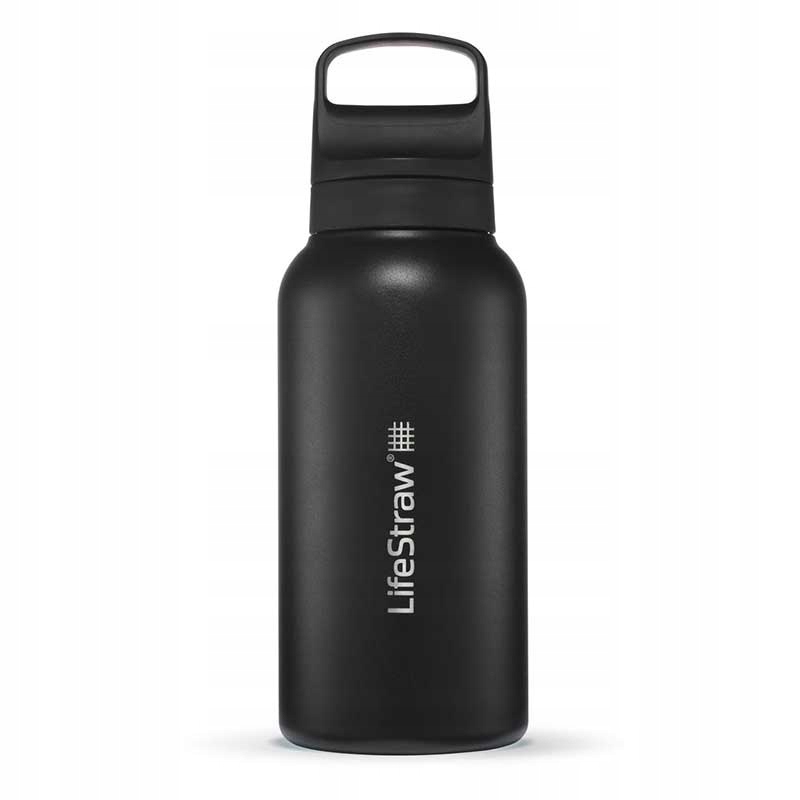 LifeStraw Go 2.0 Czarna stalowa butelka filtrująca 1L – Czysta woda zawsze pod ręką