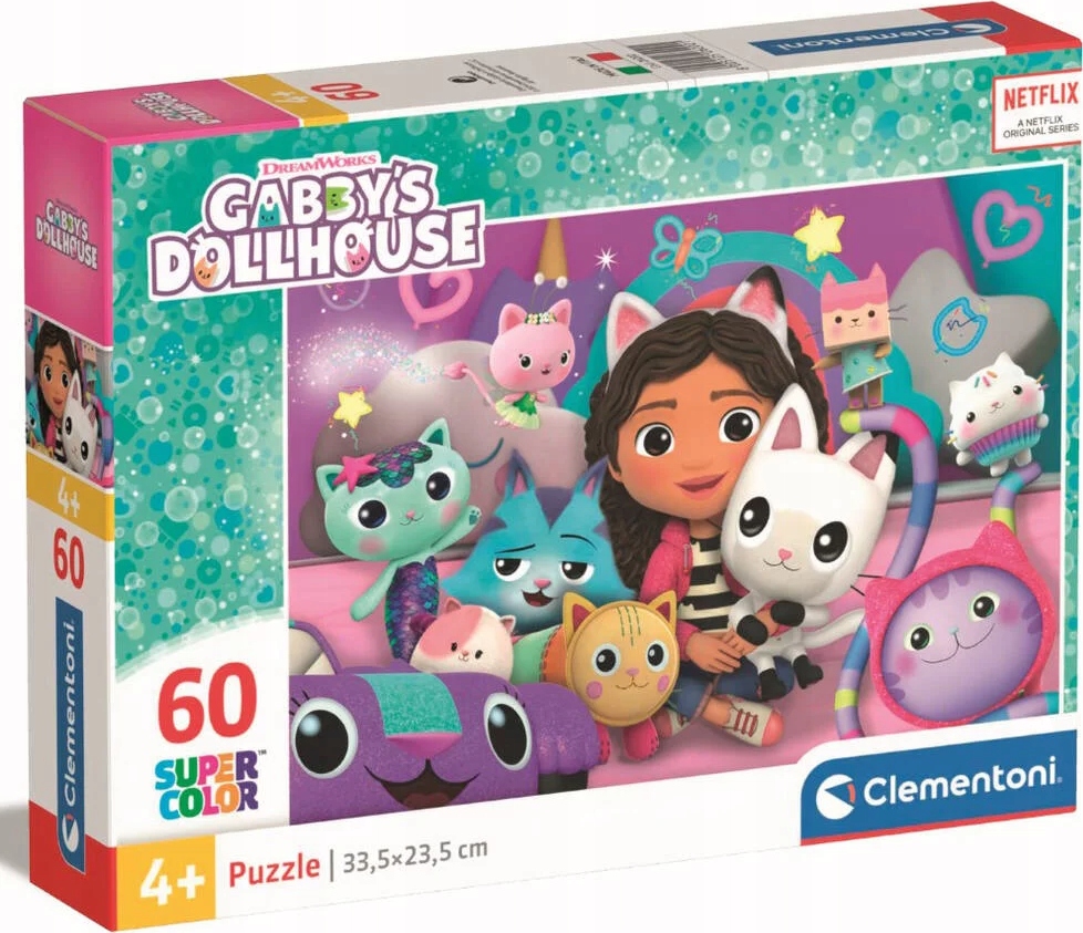 Clementoni Puzzle 60 elementów Super Kolor Koci Domek Gabi – Idealna zabawa dla najmłodszych