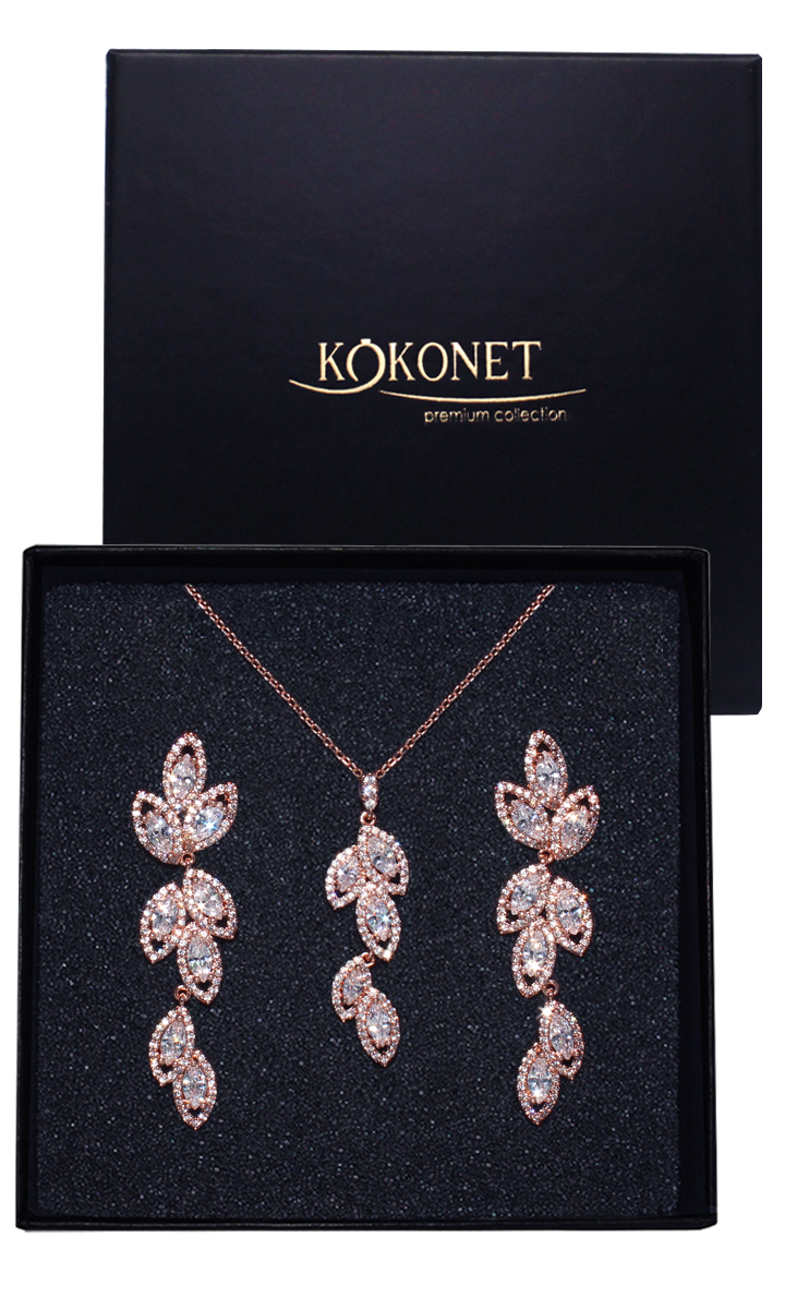 Zestaw biżuterii rose listki Płatki – Elegancja na każdą okazję