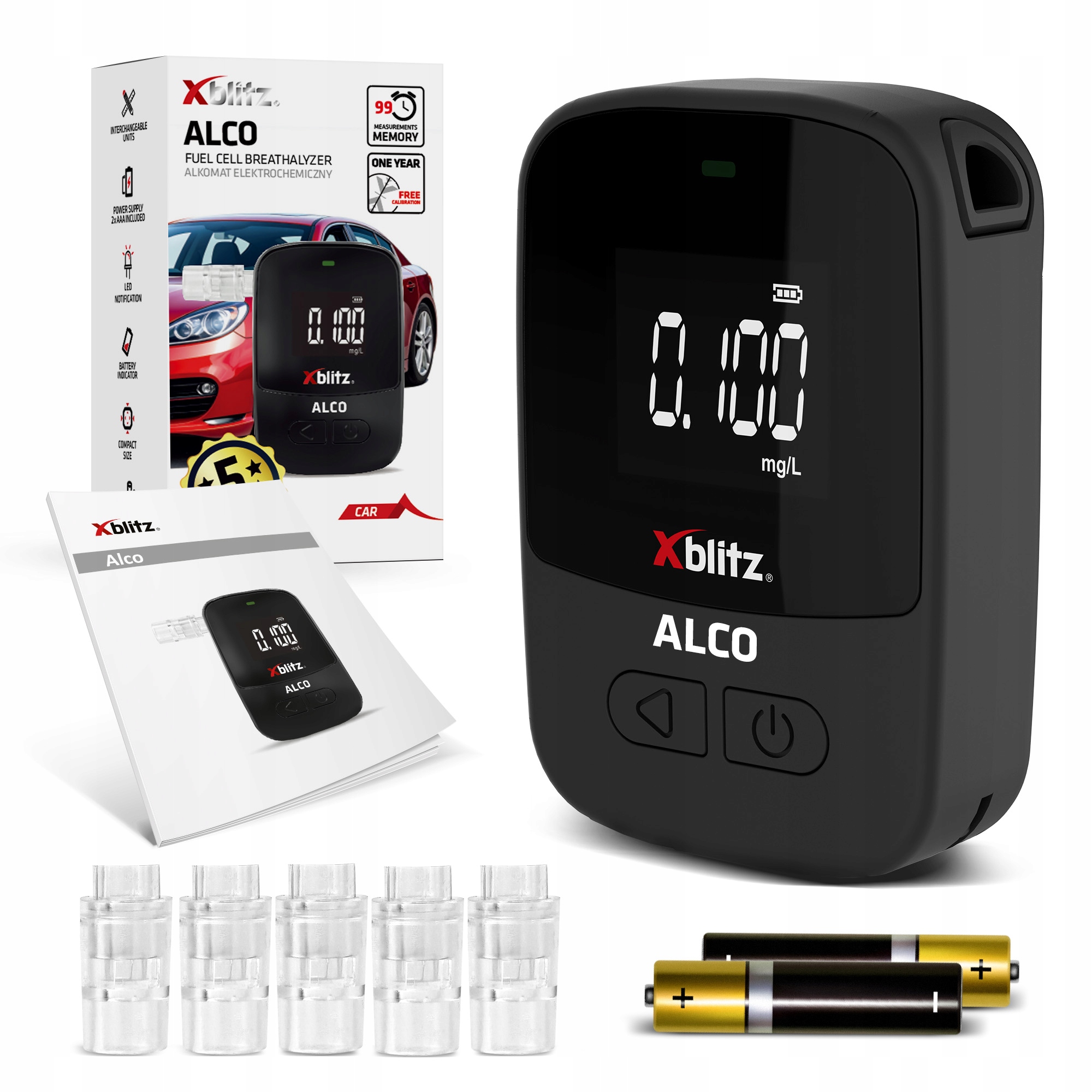 Xblitz ALCO – Kompaktowy alkomat elektrochemiczny z wyświetlaczem LCD