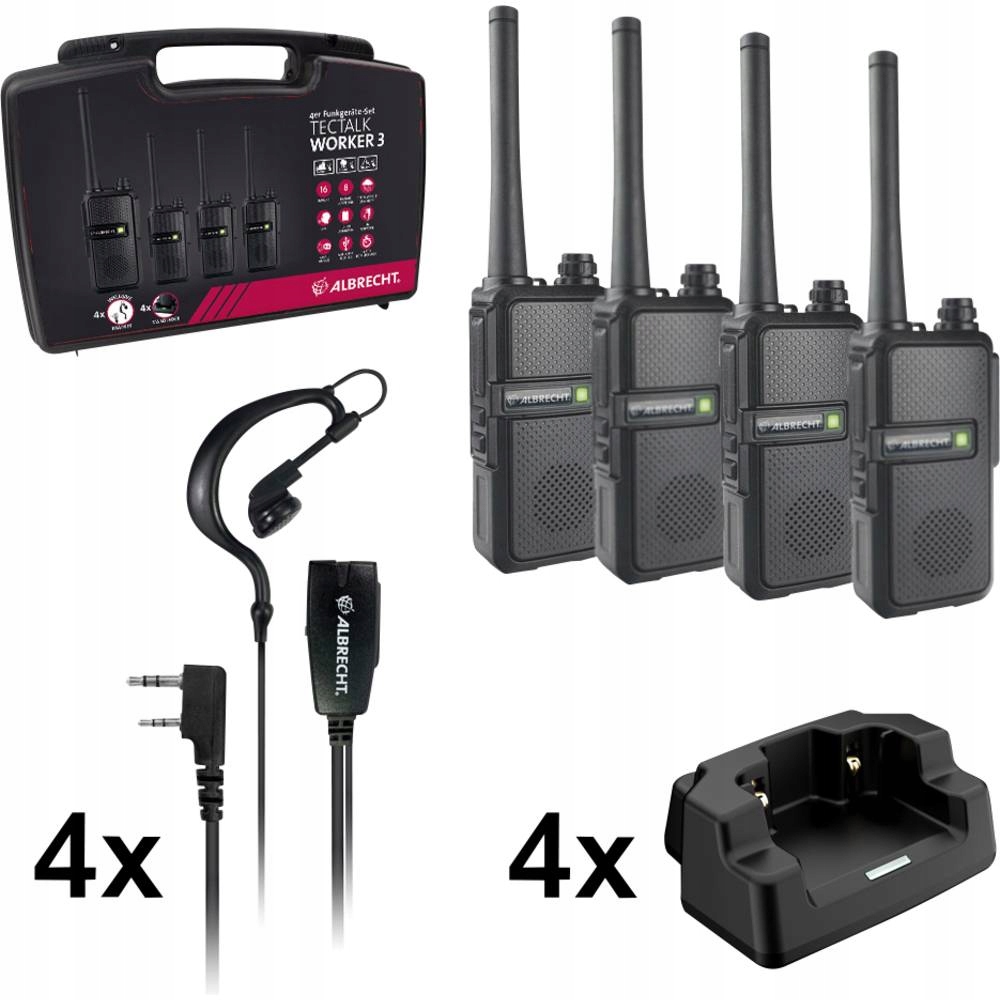 Albrecht Tectalk Worker 3 Case 4-Pack – Doskonała komunikacja w każdych warunkach