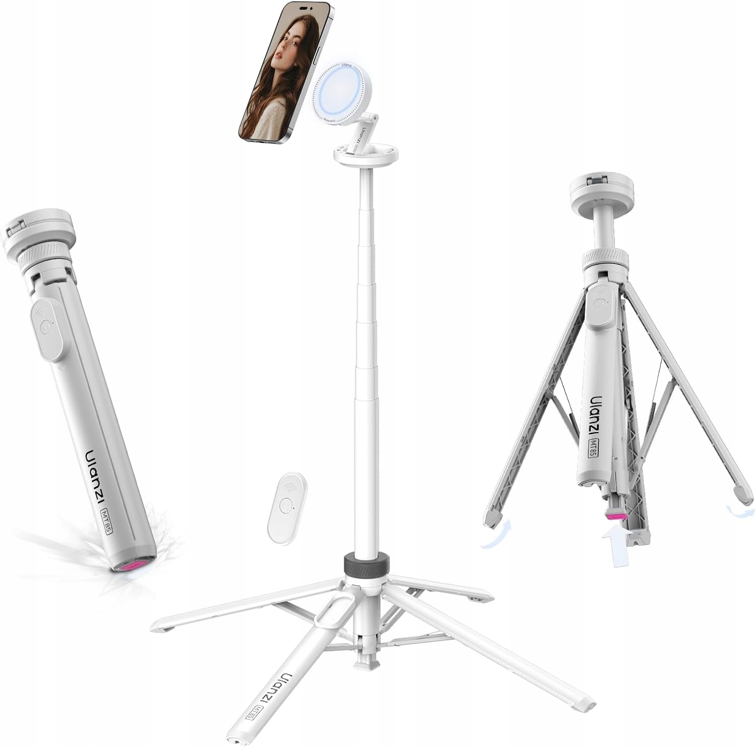 Kijek Selfie Stick Statyw 1,5m Na Magnes Magsafe Telefon Smartfon + Pilot – Idealny towarzysz do zdjęć i nagrań