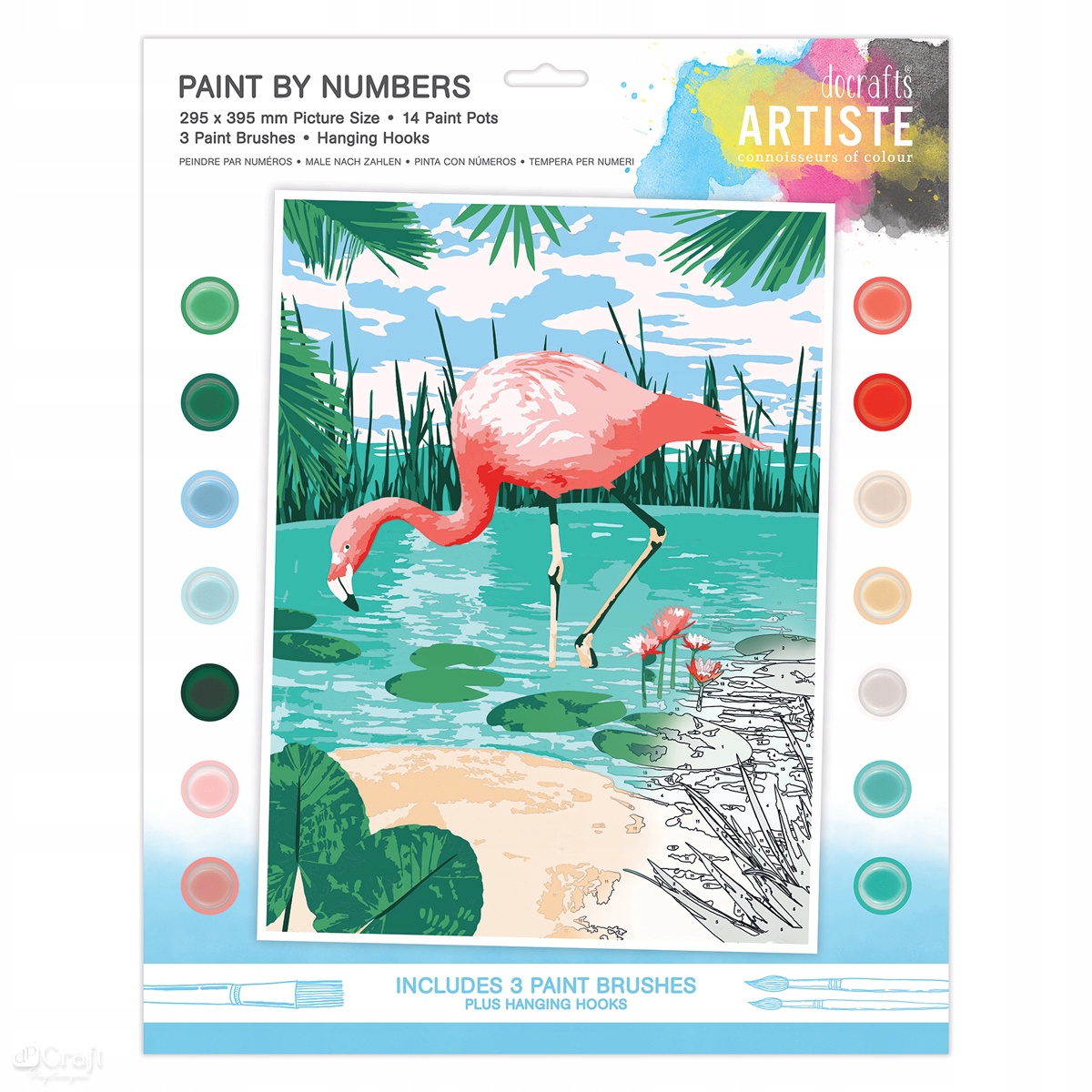Duży zestaw do malowania po numerach ARTISTE - Tropical Flamingo