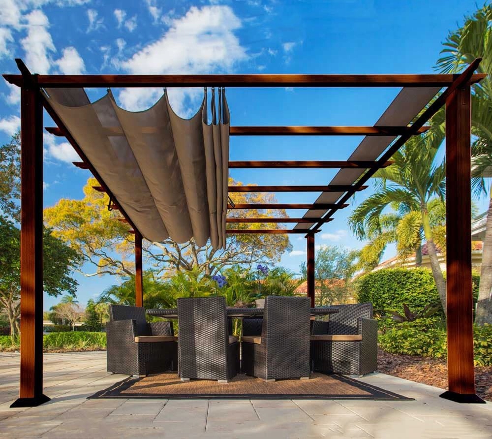 Aluminiowy pawilon ciemny brąz Florida 11x11 – Elegancja i funkcjonalność w Twoim ogrodzie