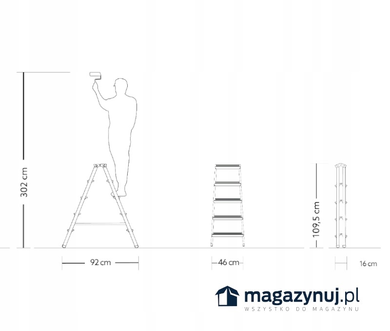 Kompaktowy i lekki design drabiny