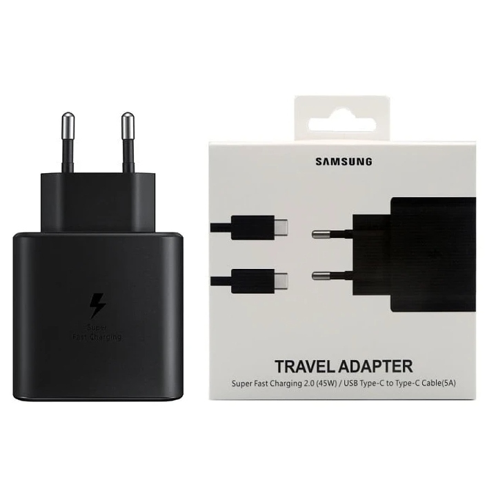 Samsung ładowarka sieciowa Typ-C + kabel Typ-C 5A 45W 1m PD PPS czarny – Szybkie ładowanie dla Twoich urządzeń