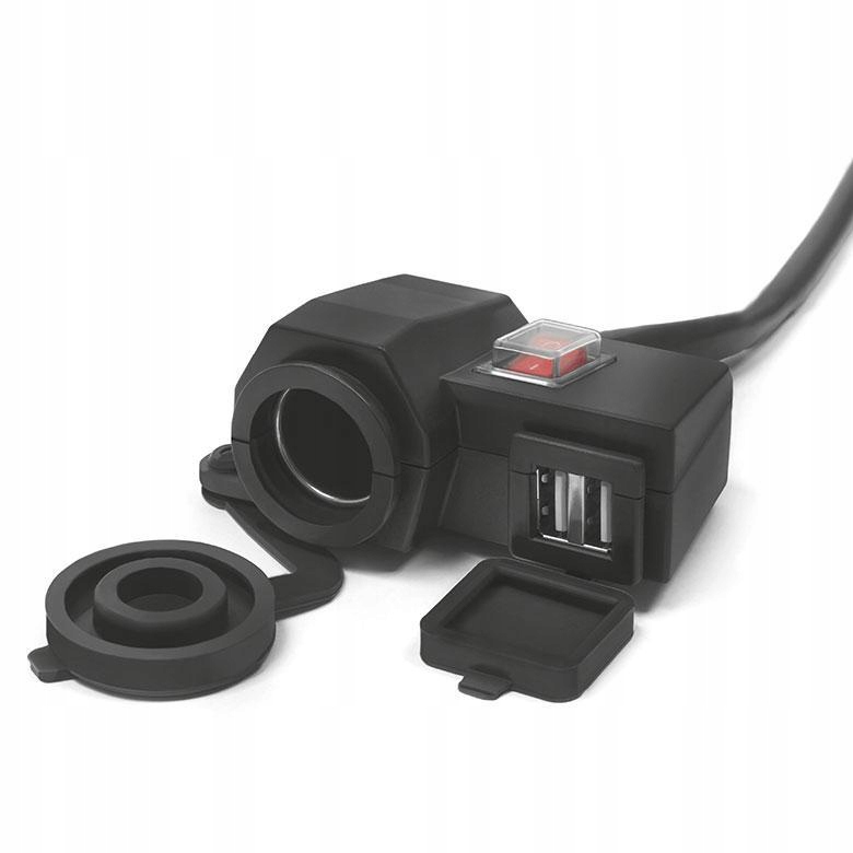 Gniazdo zapalniczki 12V 2x USB 5V motocykl 3 w 1 – Wygodne zasilanie na drodze