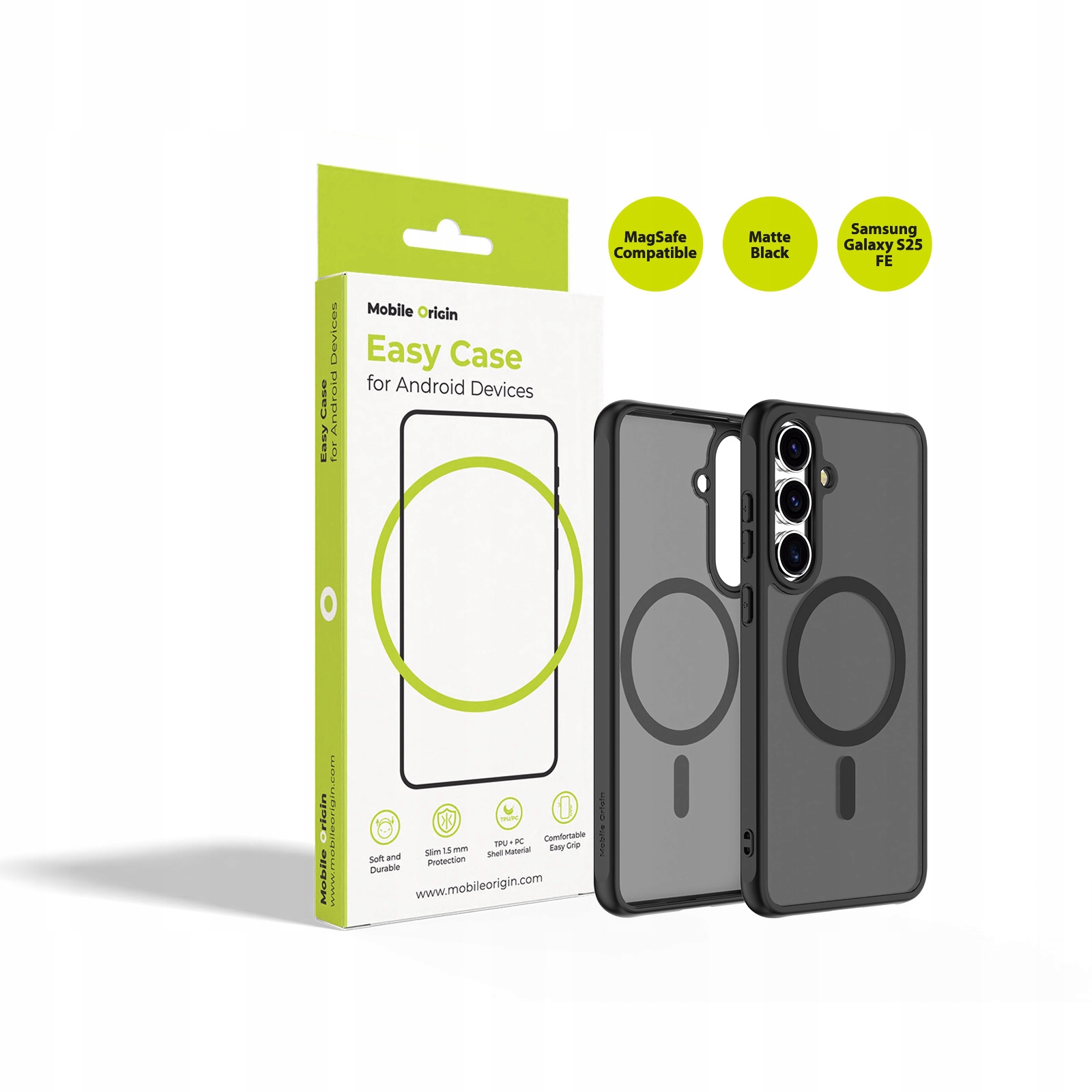 Mobile Origin Easy Case MagSafe Matte Black – Idealna ochrona dla Samsung Galaxy S25 FE