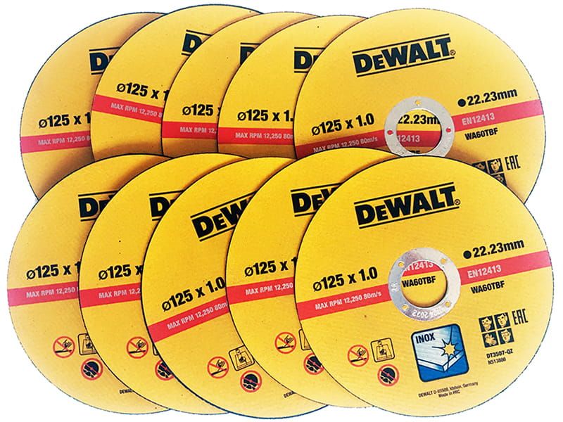 10 tarcz do cięcia stali inox DeWalt DT42340-QZ 125/1
