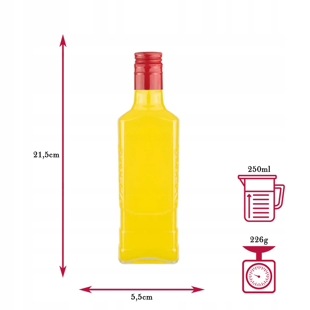 Pojemność 250 ml – Doskonałe na niewielkie ilości alkoholu