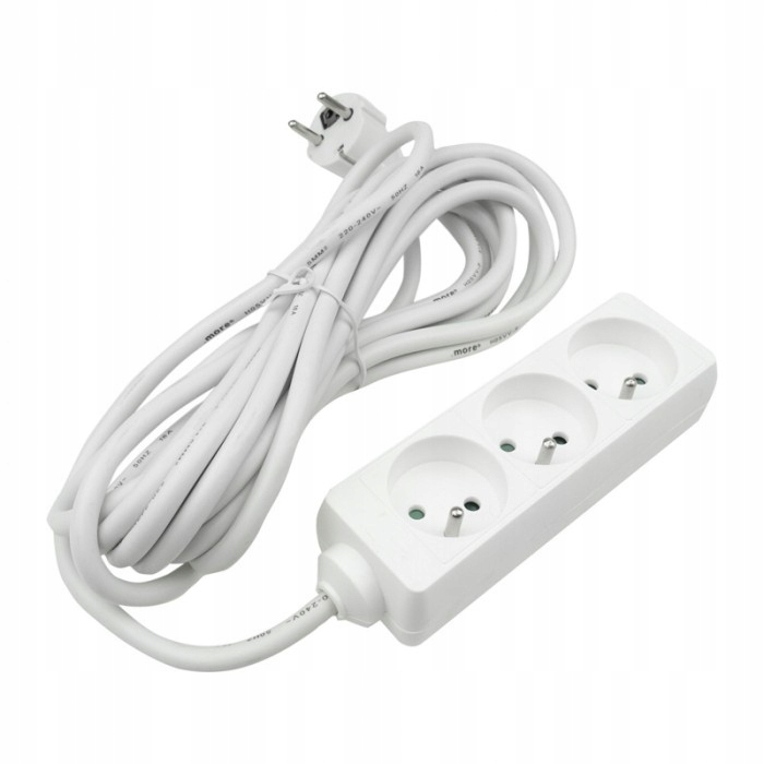 Przedłużacz 3 gniazda 5m z/u BIAŁY M20553 Ecolight* – Niezawodne zasilanie w Twoim domu