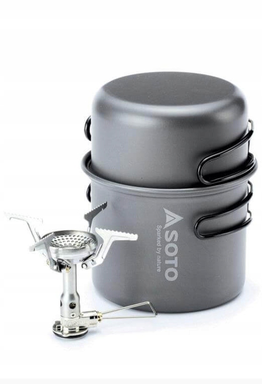 Kuchenka gazowa SOTO Amicus w/o Igniter + Zestaw Garnków Combo – Idealna na każdą wyprawę