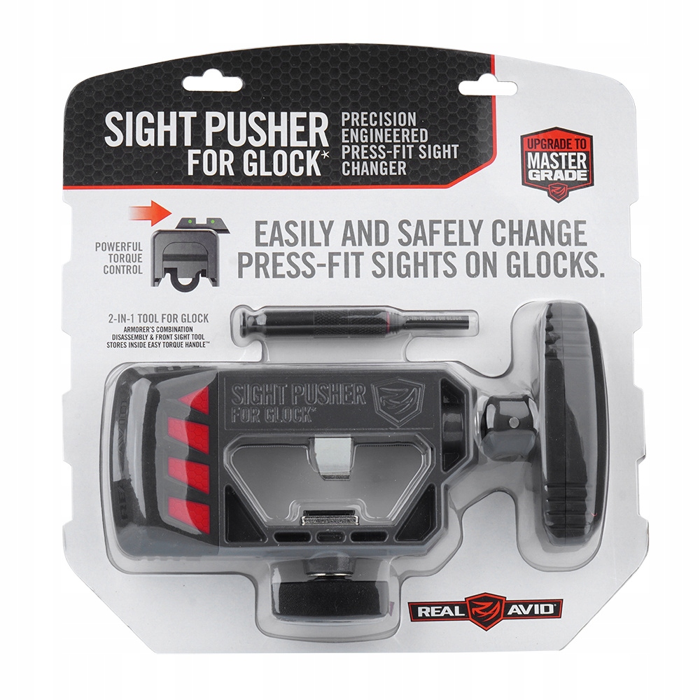 Narzędzie do montażu szczerbinki Real Avid Glock Sight Pusher – Precyzyjny montaż dla pistoletów Glock