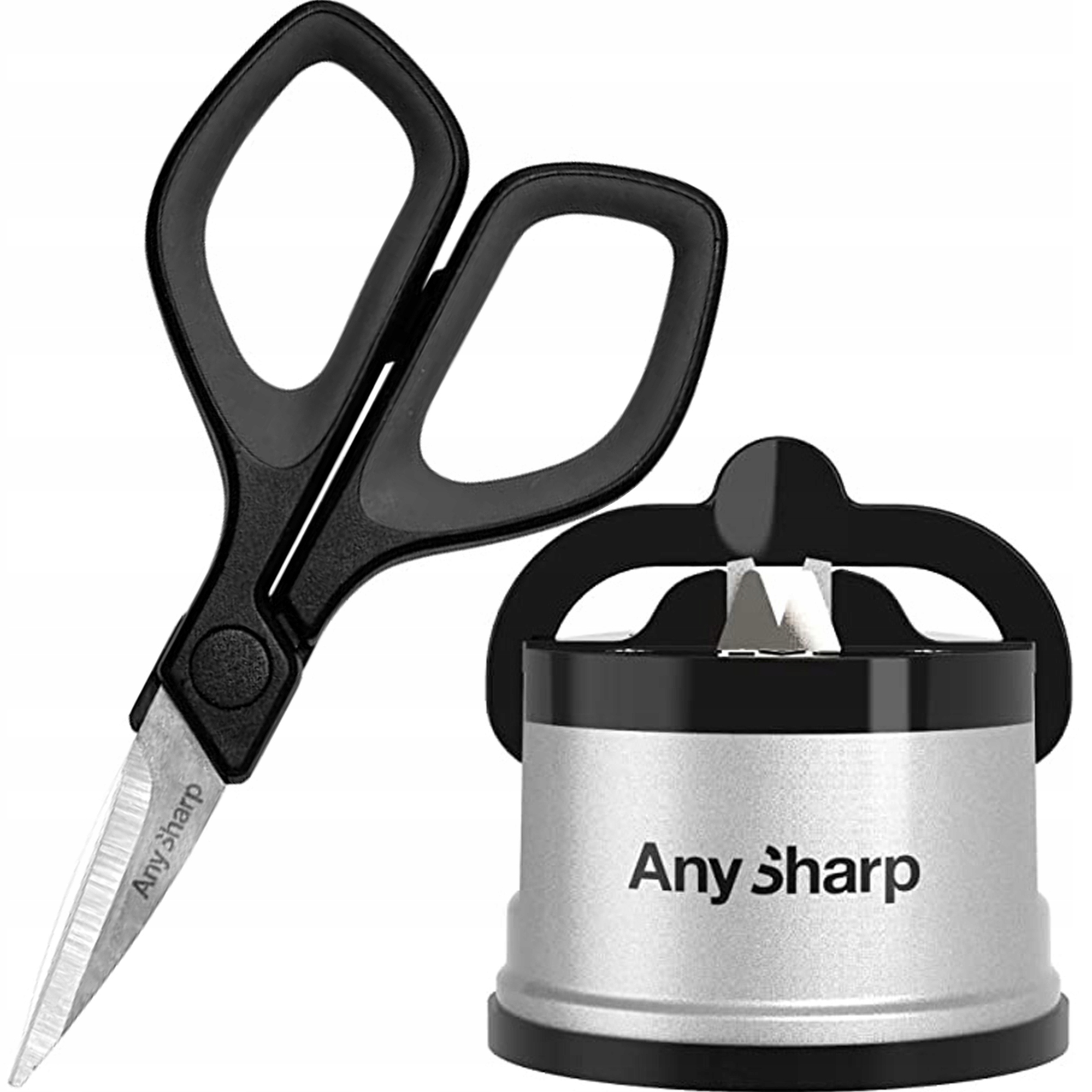 AnySharp Zestaw AnySharp ostrzałka Classic Silver i mini nożyczki – Niezbędne narzędzie w każdej kuchni