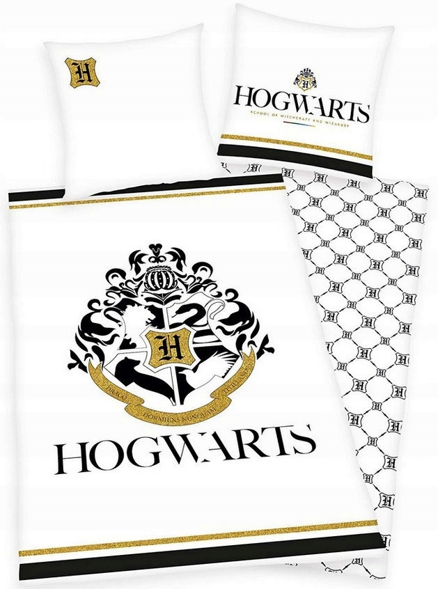 Pościel Harry Potter Hogwarts z Złotym Herbem – 100% bawełna dla dzieci