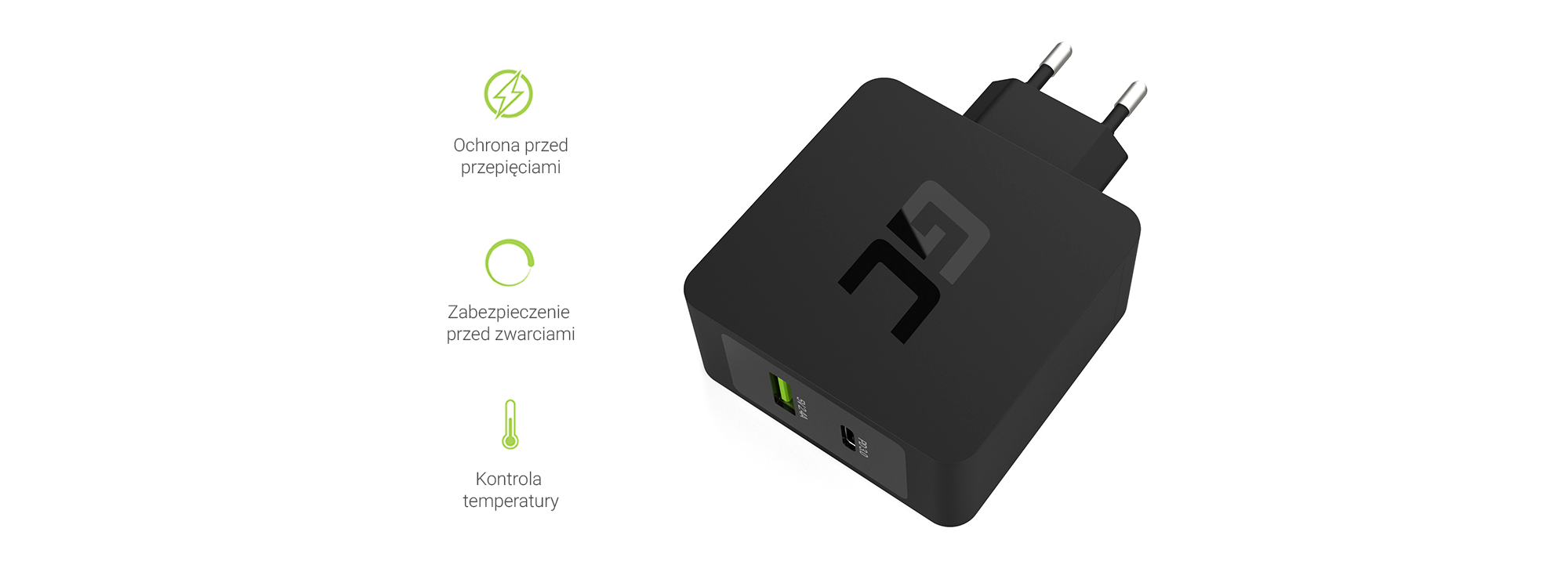 Ładowarka USB-C Power Delivery 18W - Zabezpieczenia