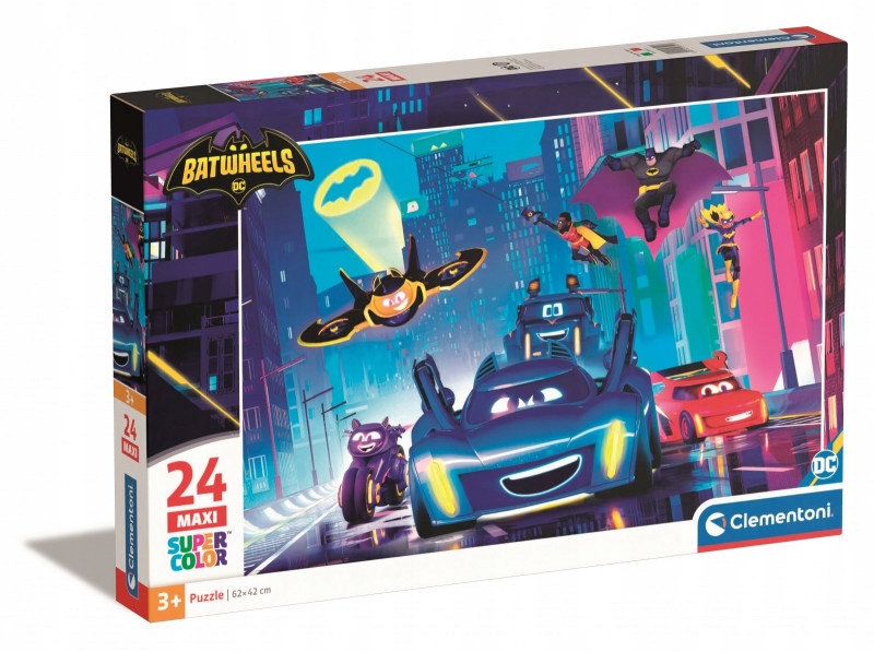 Clementoni Puzzle 24 elementy Maxi Batwheels – Kolorowa zabawa dla najmłodszych