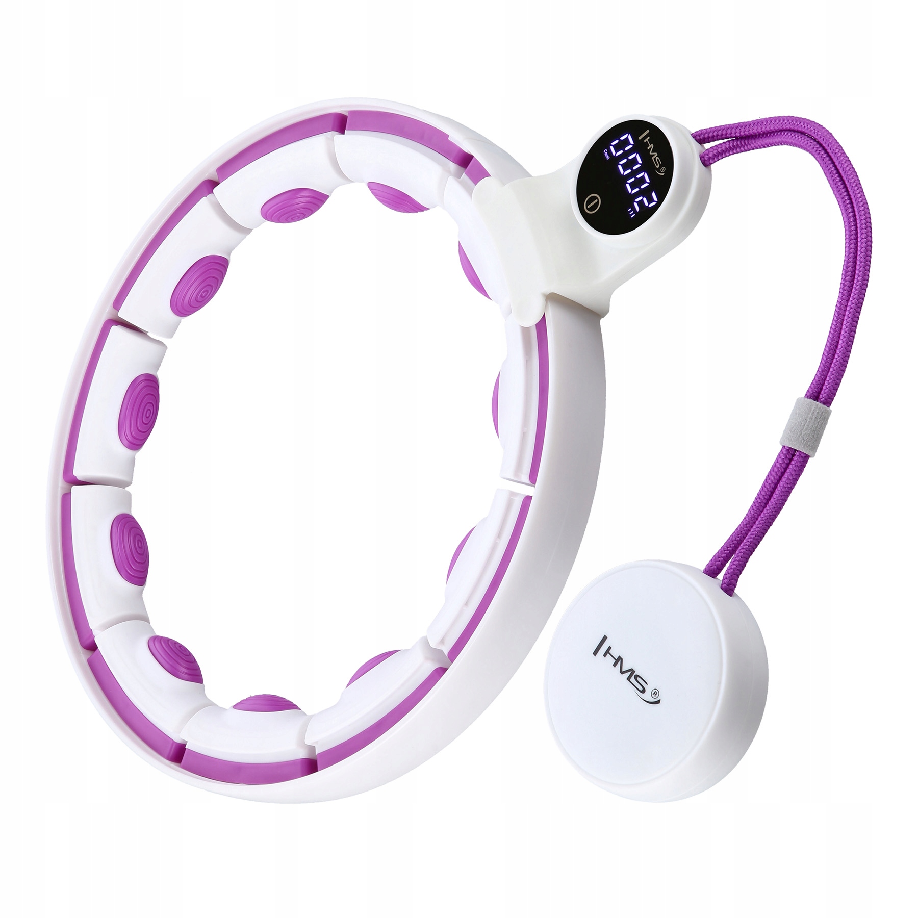 HHM17 HULA HOP WHITE/VIOLET Z MAGNESAMI I OBCIĄŻNIKIEM + LICZNIK HMS – Idealne narzędzie do efektywnego treningu
