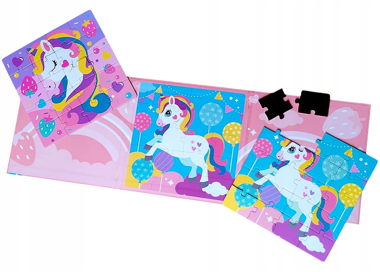 Kolorowe magnetyczne puzzle z jednorożcami
