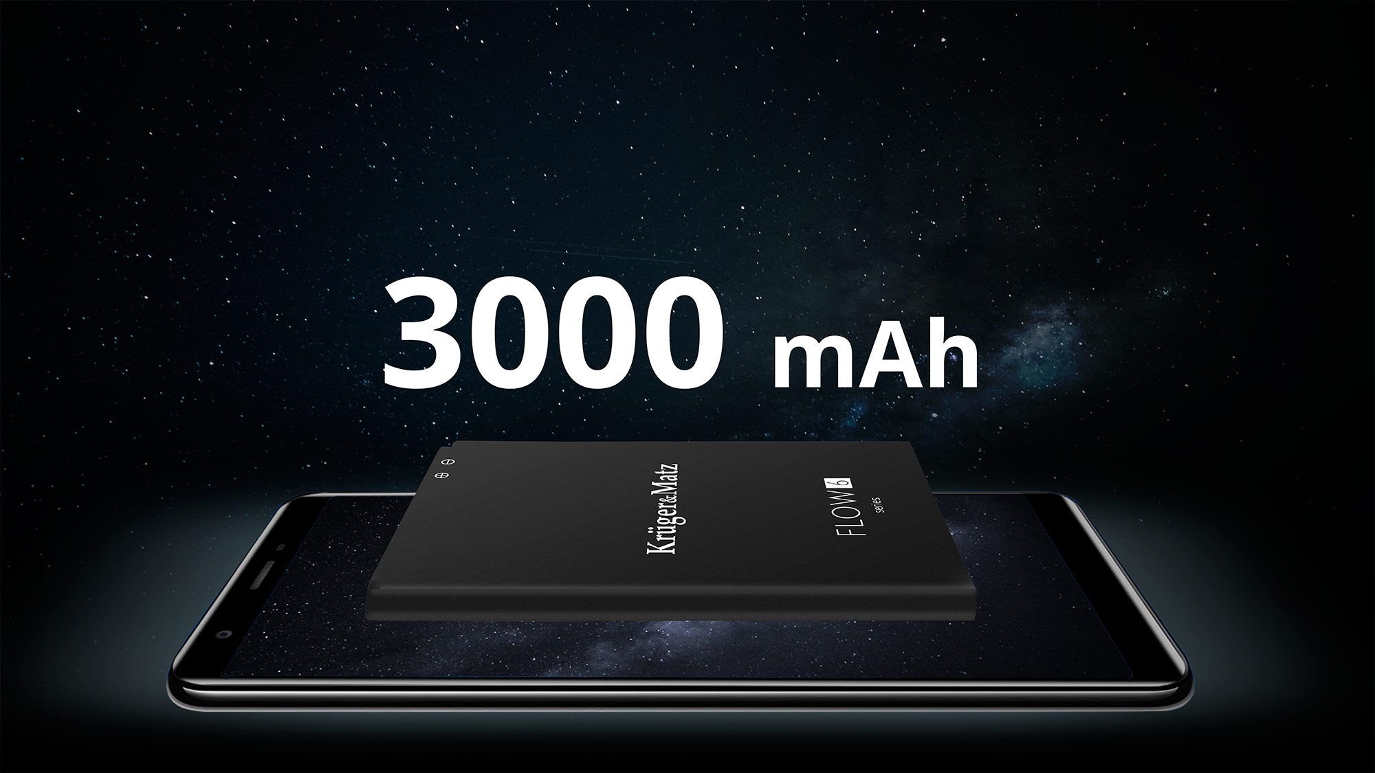 Boisz się, że telefon z wyświetlaczem 5,5” będzie wymagał częstego ładowania? Kruger&Matz FLOW 6 został wyposażony w baterię 3000 mAh. Taka pojemność to idealny kompromis, by komfortowo korzystać z zaawansowanych aplikacji i funkcji smartfona przez długi czas, zachowując smukły wygląd urządzenia.  