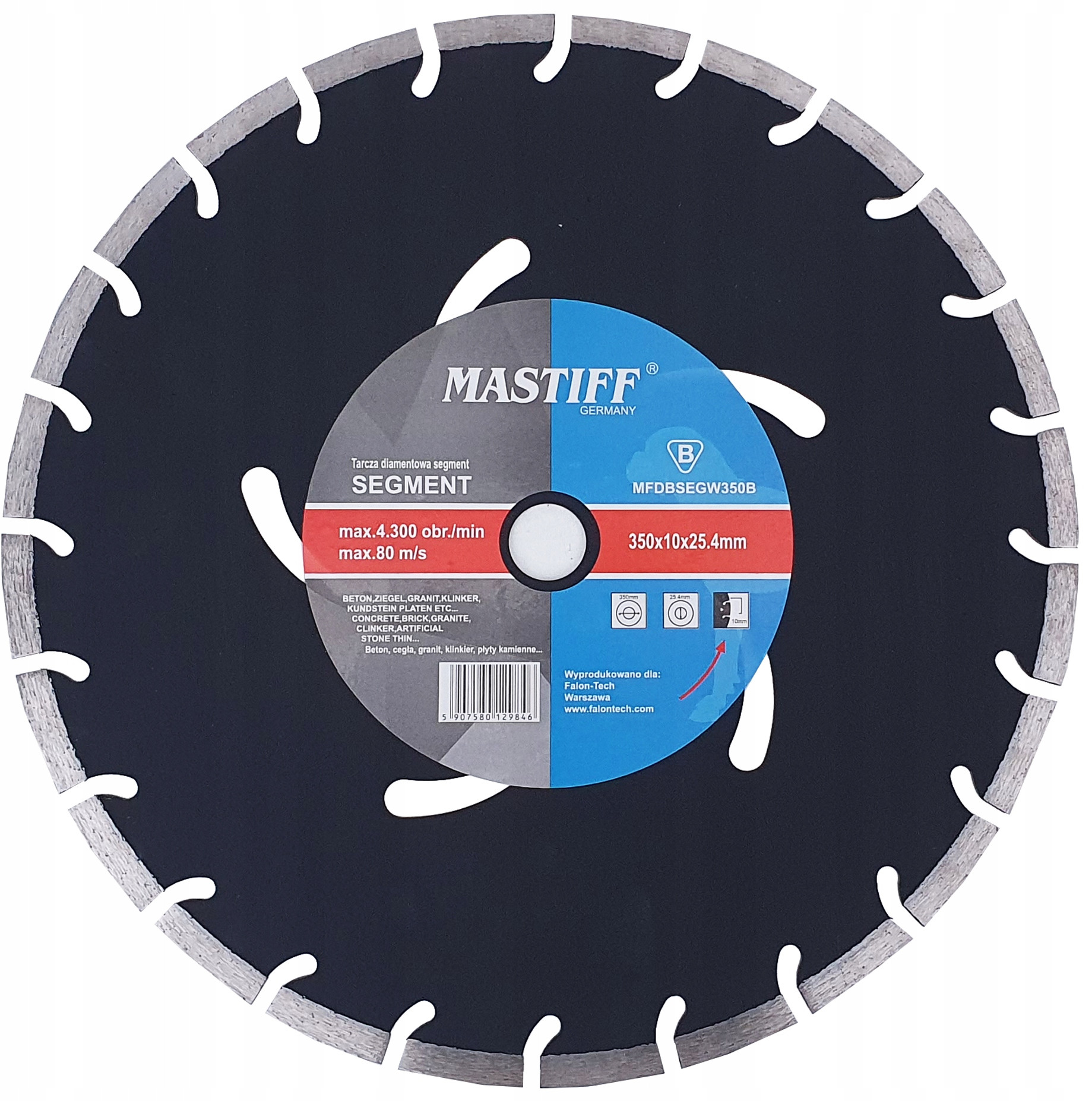Tarcza diamentowa MASTIFF 350x25,4 mm – Niezawodne narzędzie do cięcia