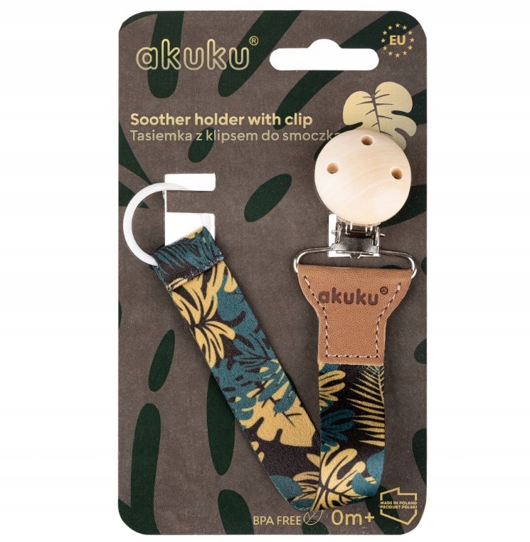 Tasiemka do smoczka Liście A0583 – Stylowy dodatek dla Twojego dziecka