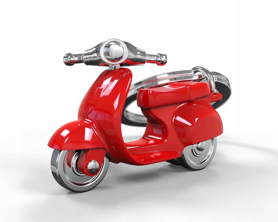 Brelok do kluczy 3D skuter Vespa czerwony – Stylowy dodatek do Twoich kluczy