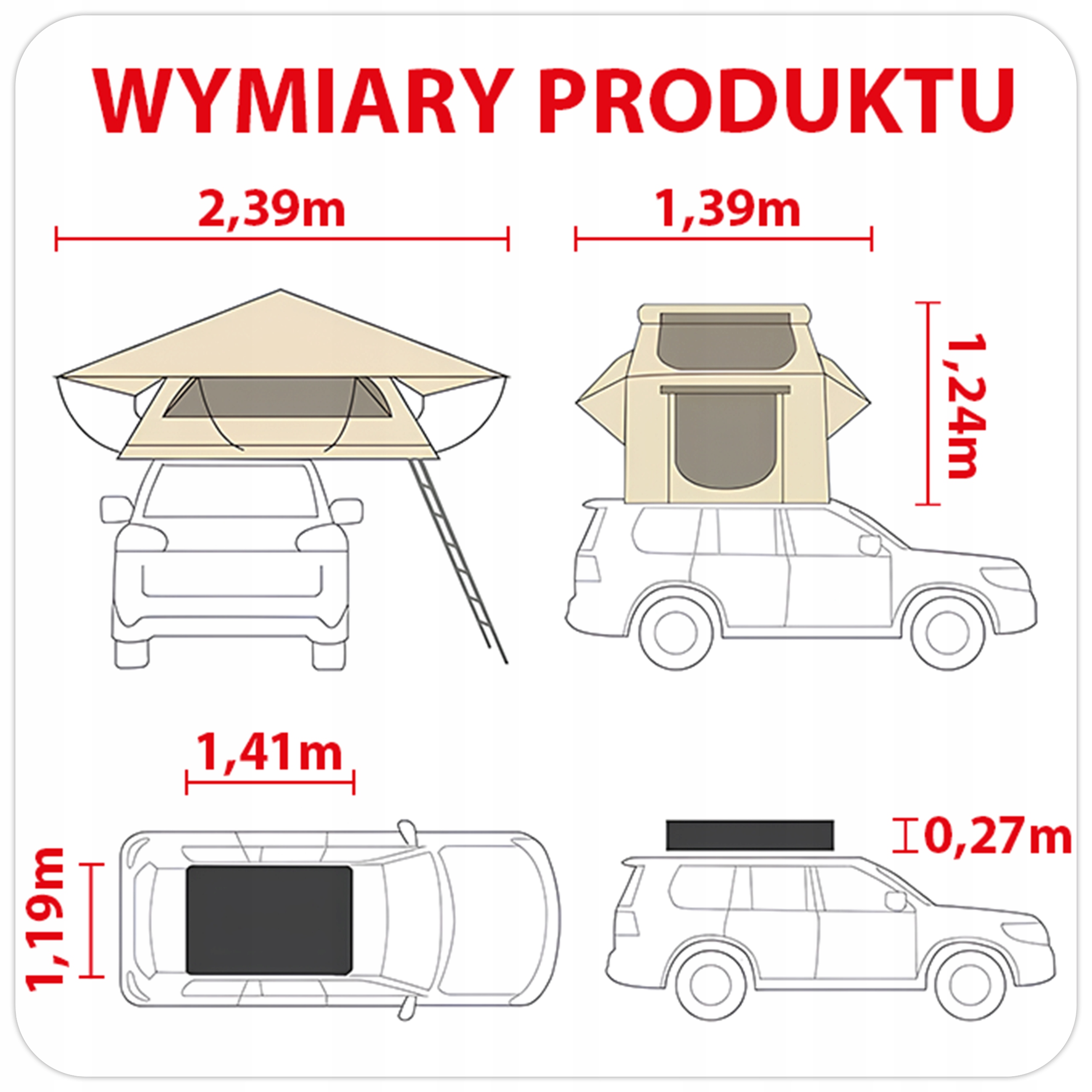 EINPARTS Namiot dachowy EPTENT04 239X139 CM – Komfortowy nocleg w każdych warunkach
