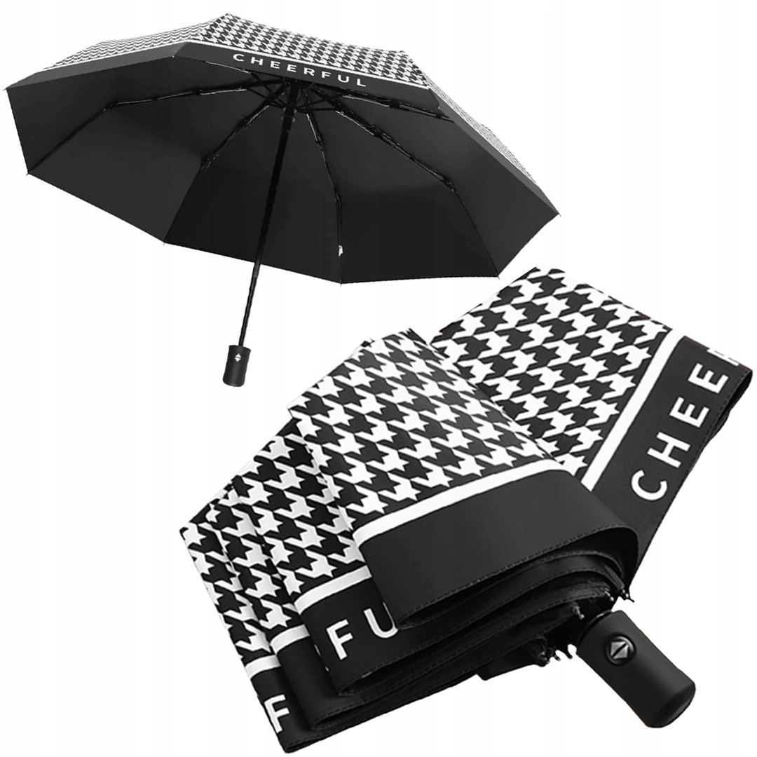 Parasol AUTOMAT PEPITKA CZARNA PAR09WZ1 – Elegancja i styl na każdą pogodę