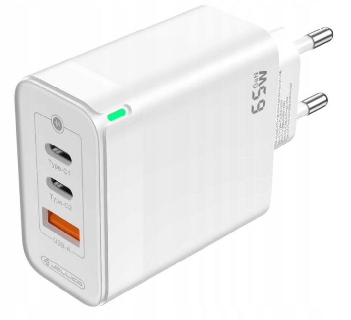 Ładowarka Jellico JELLICO ładowarka sieciowa C79 GaN PD 65W 2xUSB-C + 1xUSB QC3.0 – Wydajne ładowanie dla Twoich urządzeń