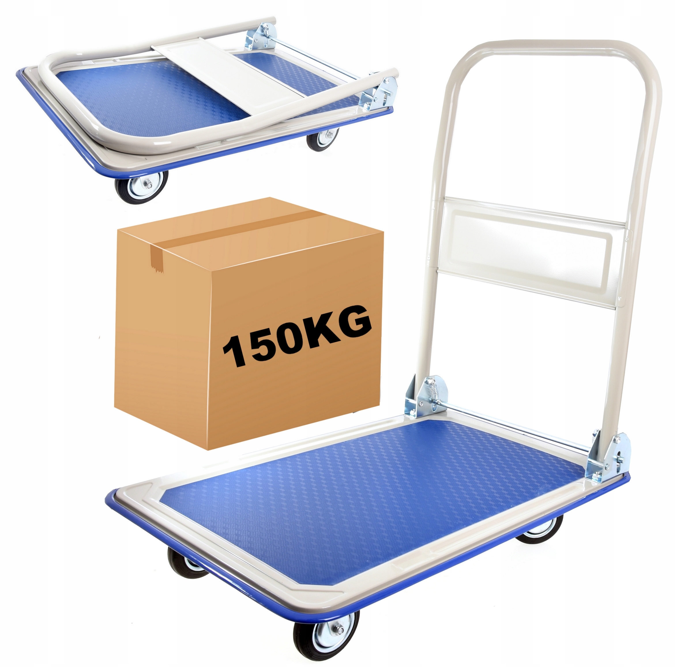 Wózek magazynowy 4-kołowy 150KG CON-DTT-9985 – Idealne rozwiązanie do transportu